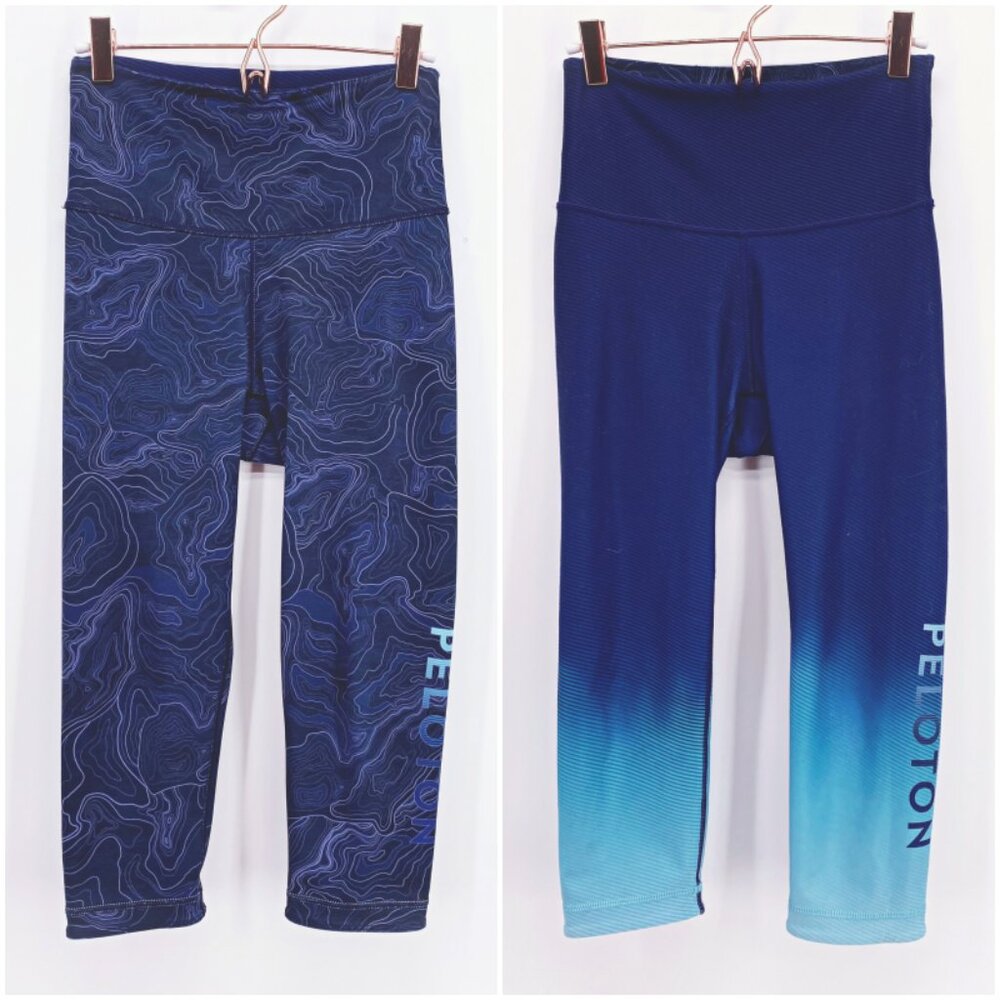 Peloton x WITH Reversible Marble Gradient Blue Capri Leggings